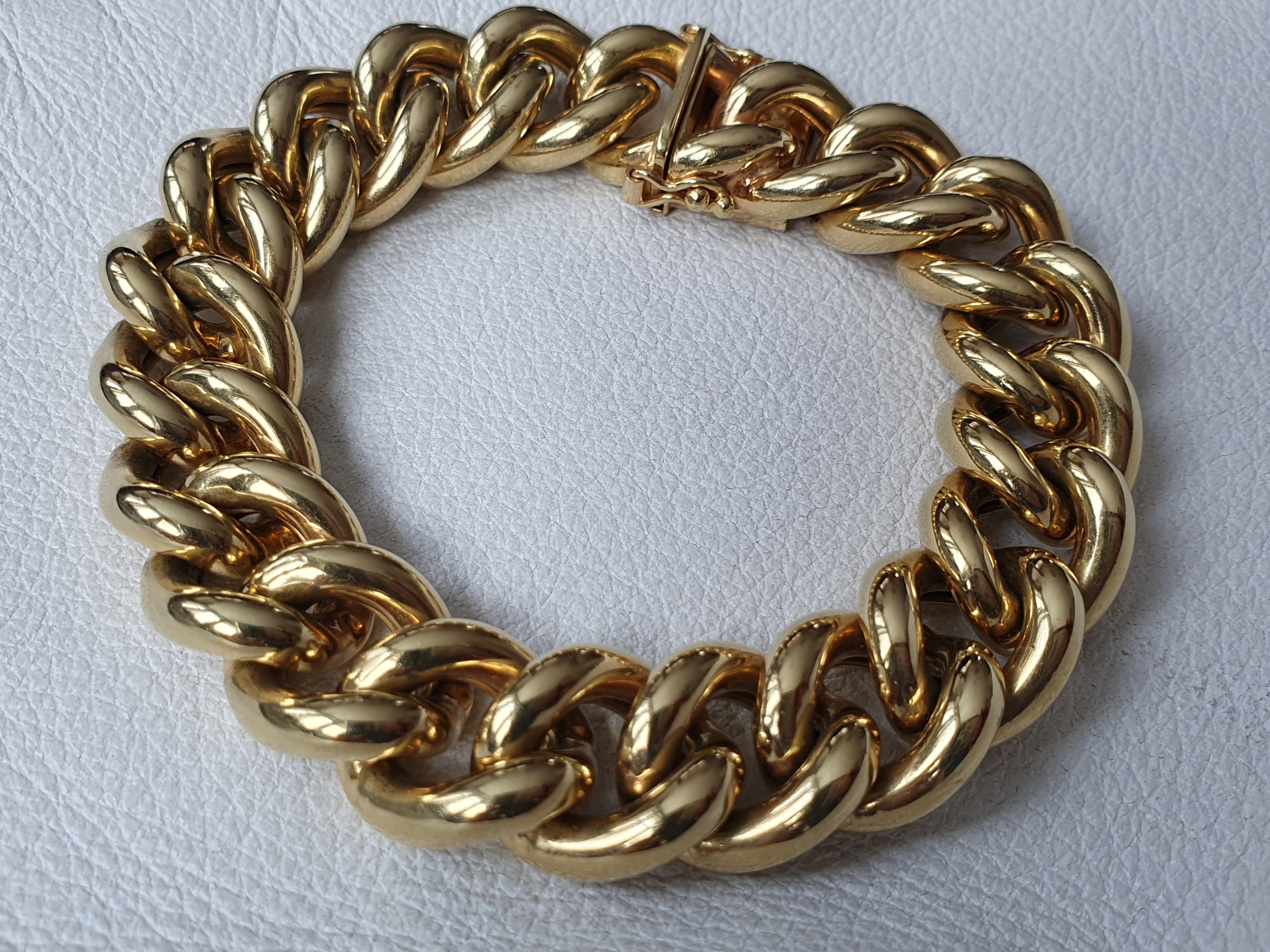 18k SOLID 750 Gold Heavy Wide Geometric Link Bracelet YG Yellow Gold karat  1950 | eBay